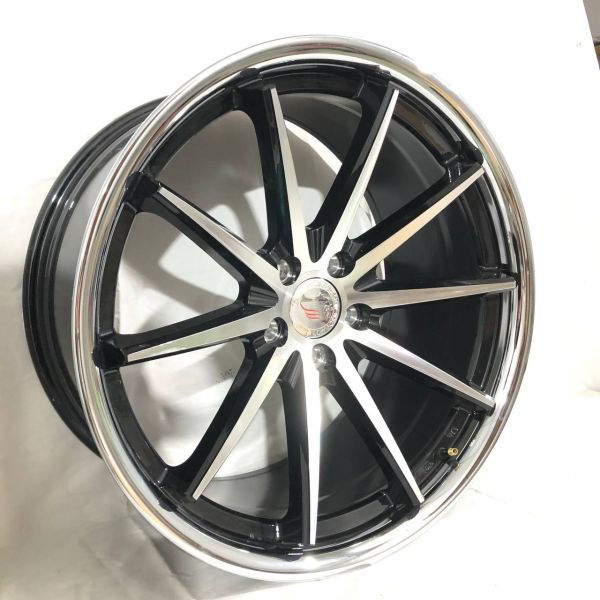 FA613R	R20 10J	ET38 5x112 / 5x114,3 (5X113.1) 73,1 PIANO BLACK DIAMOND-CUT MACHINED FACE+STAINLESS STEEL LIP