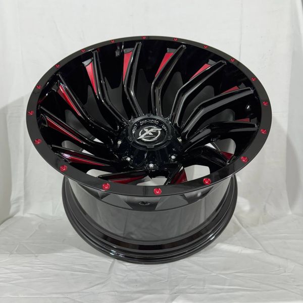 0175 R20 12J 5x114,3 / 5x127  ET-44 ЦО 78,1 BLACK MILLING WINDOWS RIVETS+RED COATING